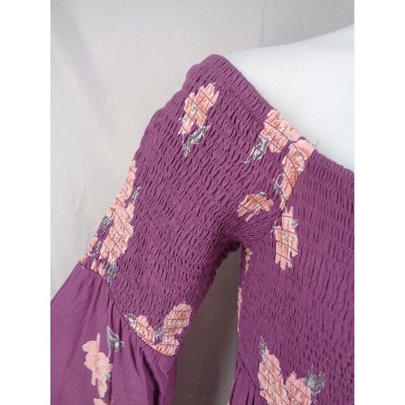 Torrid Purple Floral Smocked Challis Off Shoulder Mini Dress Plus 0 (12) 0X - Picture 9 of 12